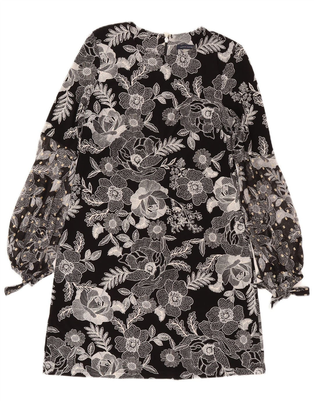 Tommy Hilfiger Dame Langærmet Shift Dress US 4 Small Black Floral
