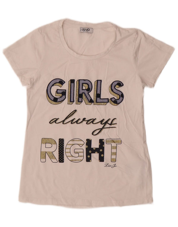 Liu Jo piger grafisk t-shirt top 11-12 år lille hvid bomuld