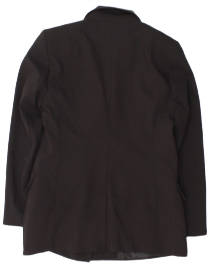 Zara Dame Dobbeltradet Blazer Jacket UK 18 XL Sort Polyester