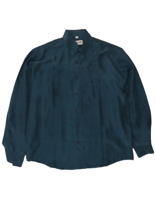 Reporter Herreskjorte str. 40 Medium Marineblå Silke