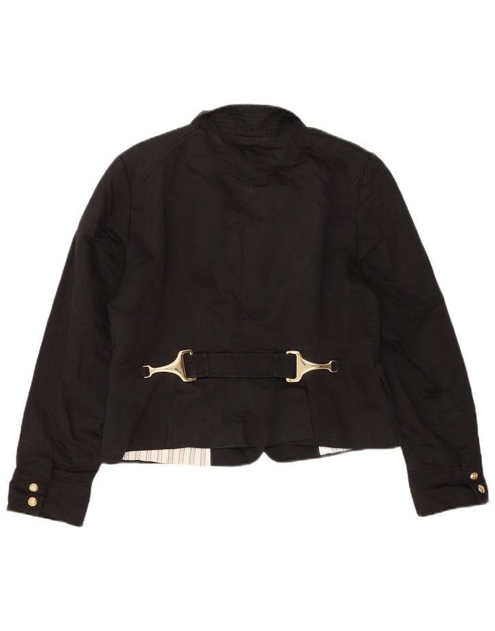 Zara Womens Crop Bomber Jacket UK 18 XL Sort Bomuld