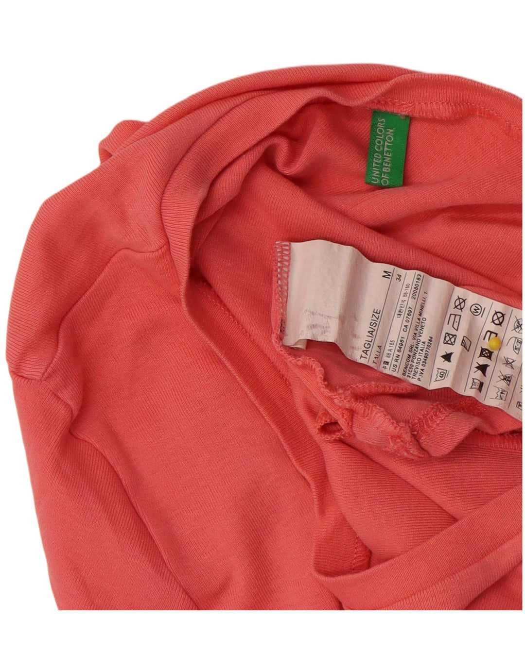 Benetton Dame T-Shirt Top UK 12 Medium Pink Bomuld