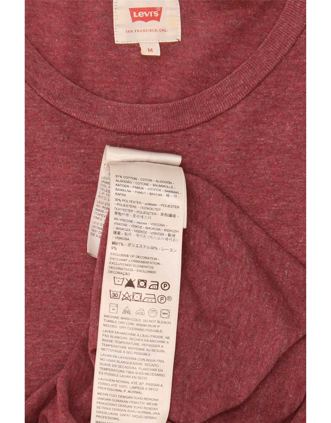 Levi's Herre T-shirt Top Medium rødbrun bomuld