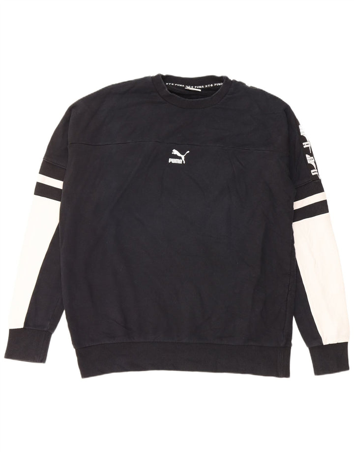 Puma Herre Grafisk Sweatshirt Jumper Stor Sort Colourblock Bomuld