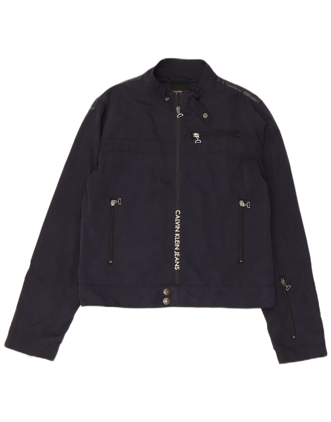 CALVIN KLEIN JEANS Womens Graphic Bomber Jacket UK 18 XL Navy Blue