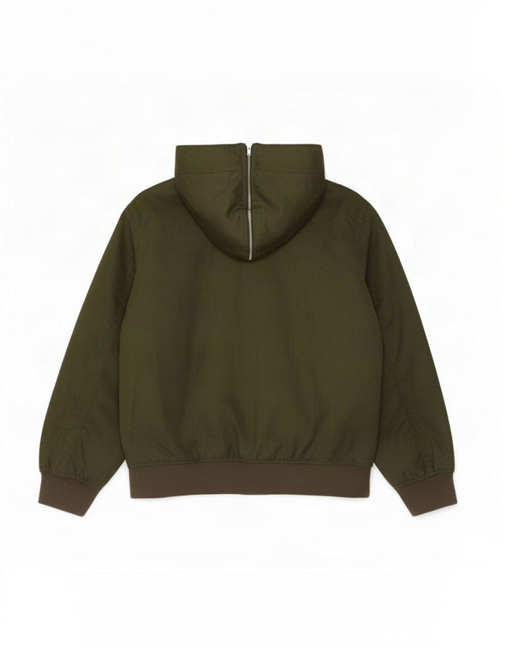 Armani Herre Hooded Bomber Jacket UK 40 Large Khaki Polyester