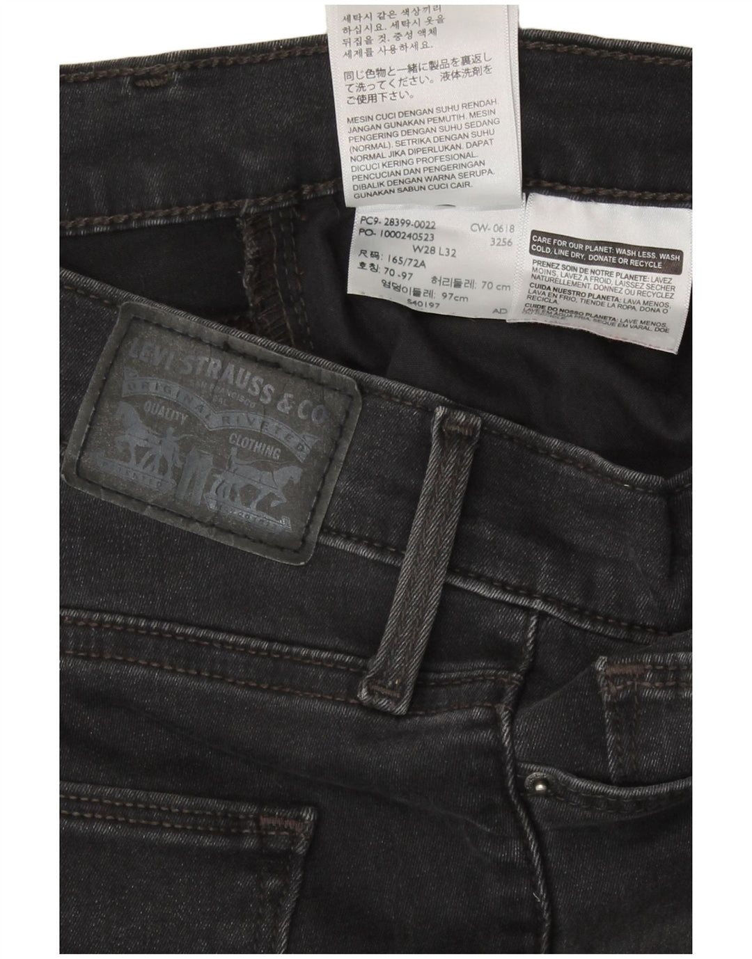 Levi's skinny jeans til kvinder W28 L32 sort bomuld