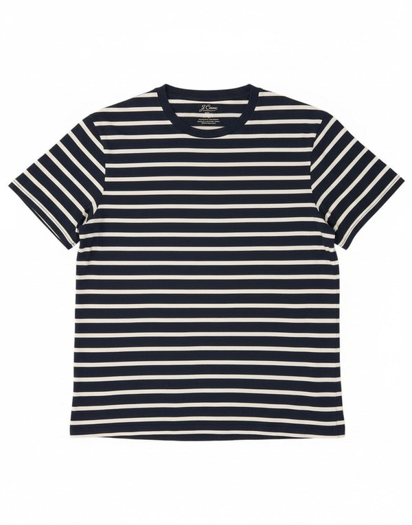 J. Crew Dame T-Shirt Top UK 16 Stor Marineblå Stribet Bomuld Nautical