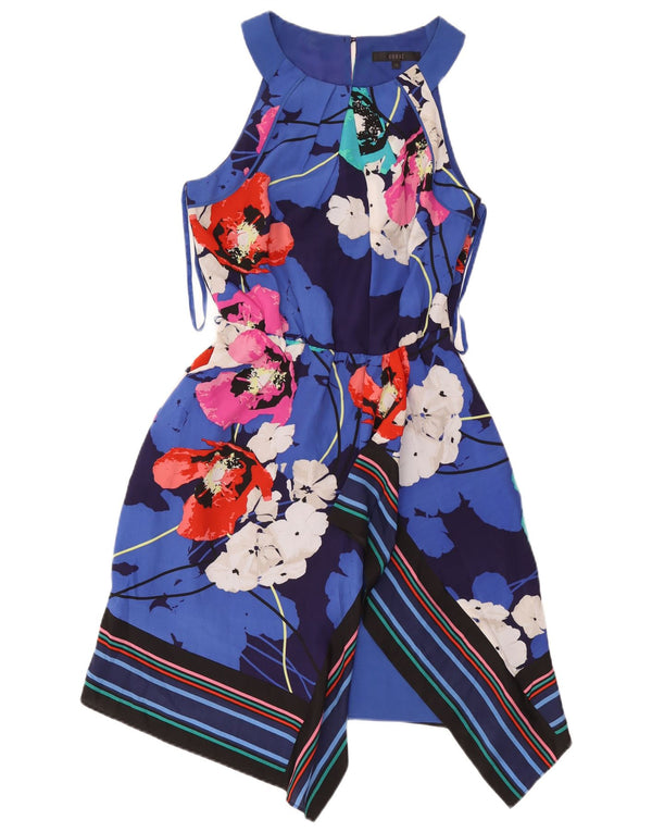 Coast Womens Ærmeløs Asymmetrisk Kjole UK 12 Medium Blue Floral