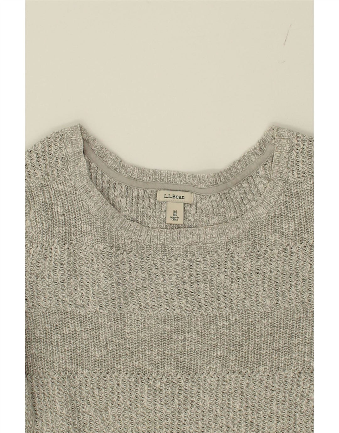 L.L.BEAN Womens Boat Neck Jumper Sweater UK 14 Medium Grey Cotton Vintage L.L.Bean and Second-Hand L.L.Bean from Messina Hembry 
