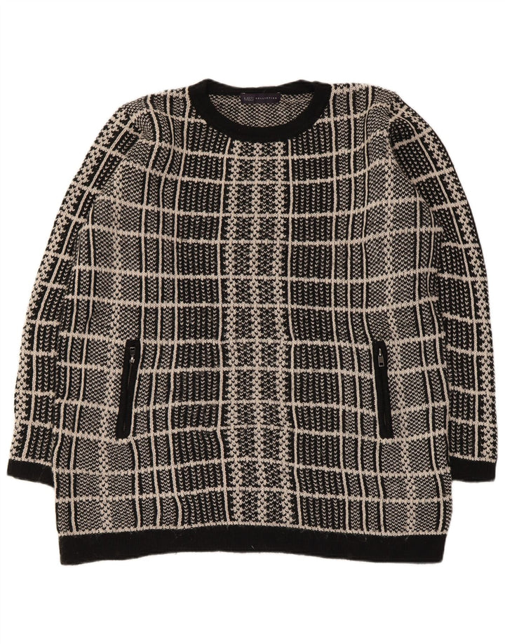 MARKS & SPENCER Dame sweater med rund hals DK 16 Stor sort ternet