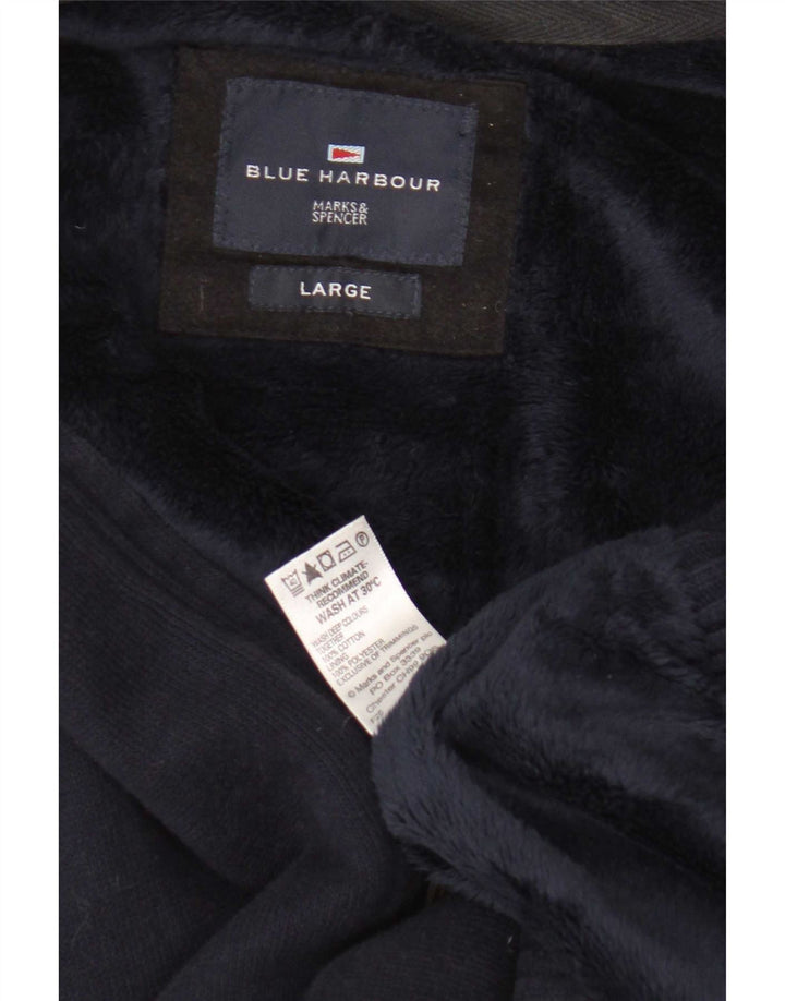 Marks & Spencer Herre Blue Harbor Cardigan Sweater Stor Navy Bomuld