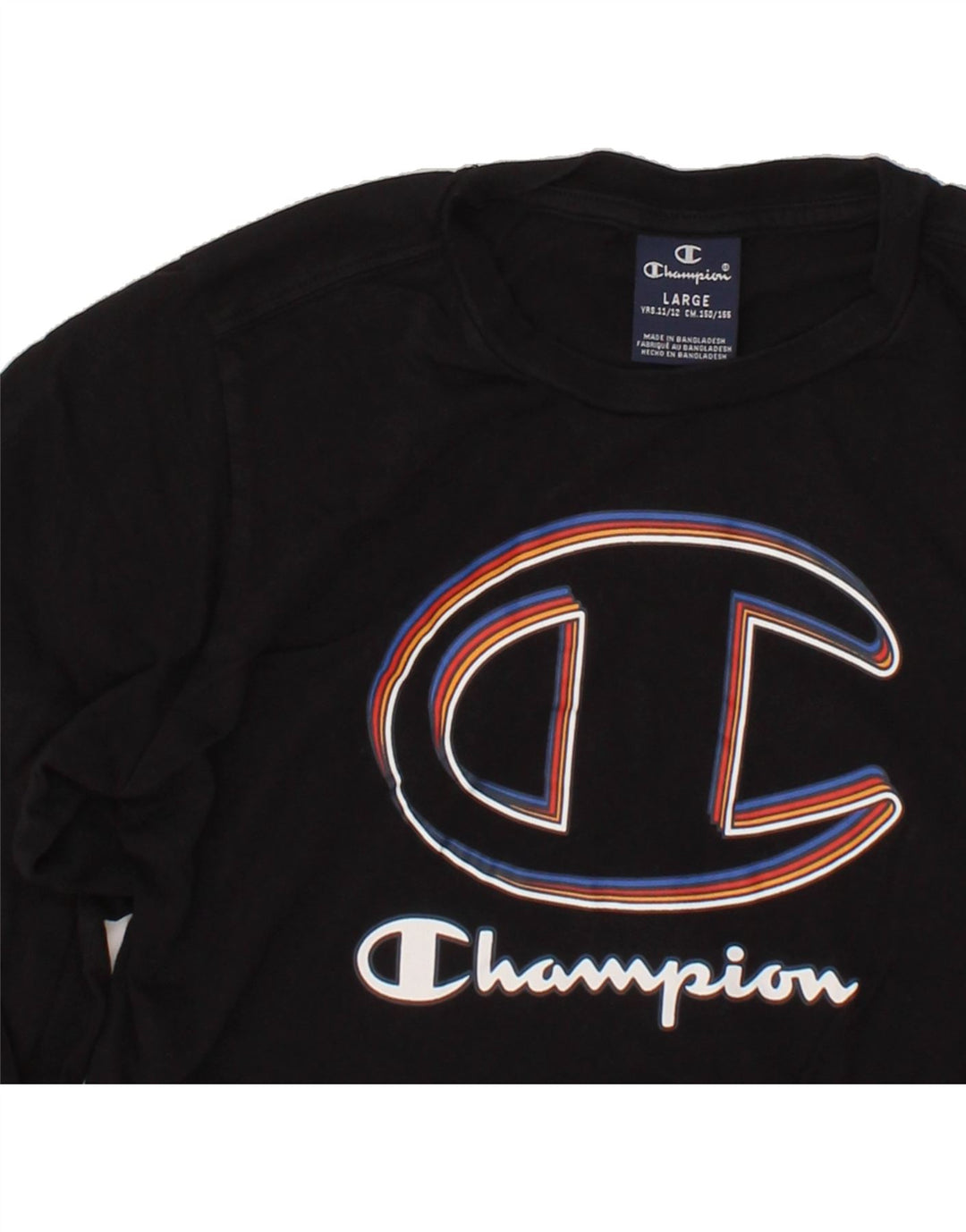 CHAMPION Boys Graphic Top Long Sleeve 11-12 Years Large Black Cotton Vintage Champion and Second-Hand Champion from Messina Hembry 