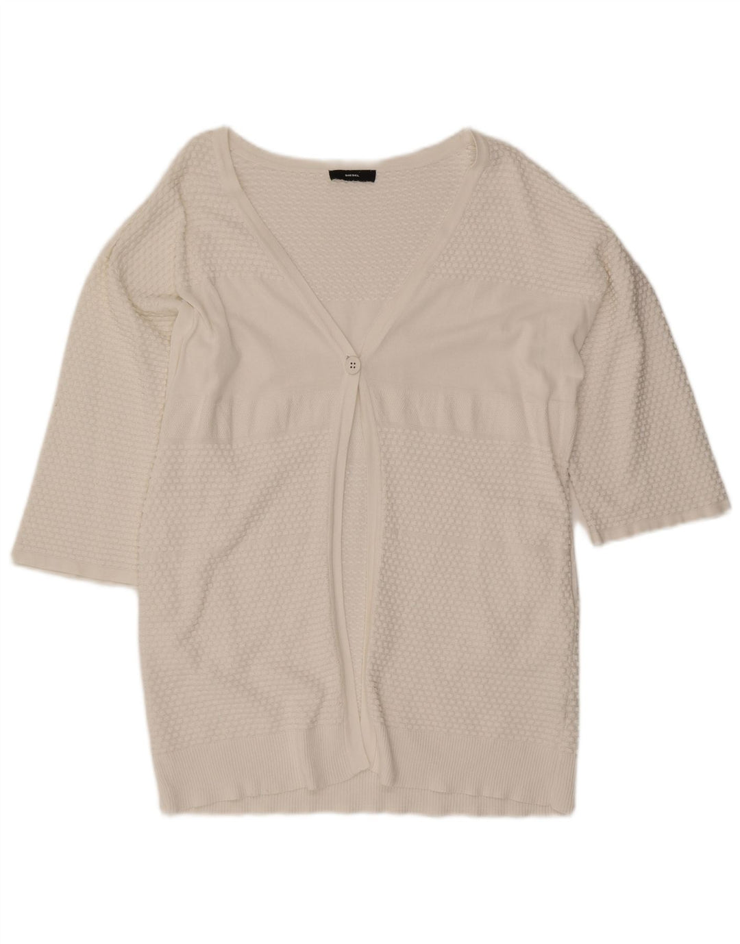 Diesel dame 3/4 ærmet oversized cardigan sweater UK 10 Small White