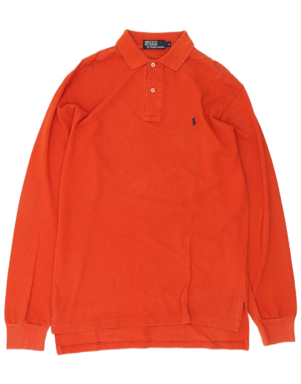 Polo Ralph Lauren Mens Long Sleeve Polo Shirt Medium Orange Cotton