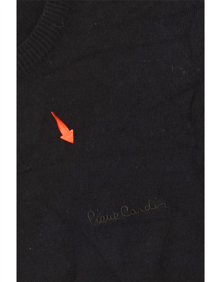 PIERRE CARDIN Herre sweater med rund hals, lille sort akryl