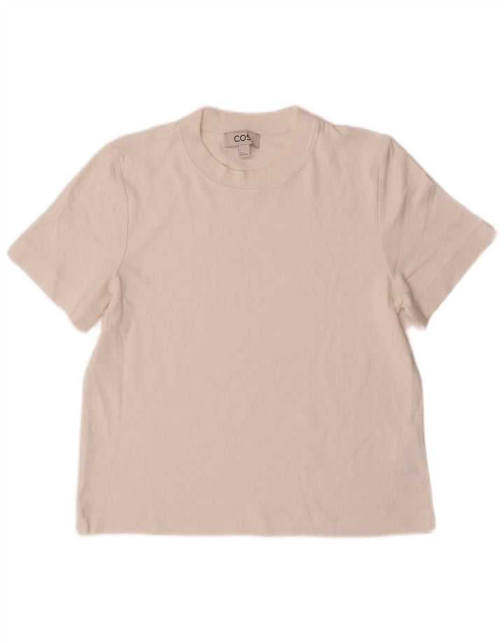 Cos Dame T-Shirt Top UK 10 Lille Hvid Bomuld