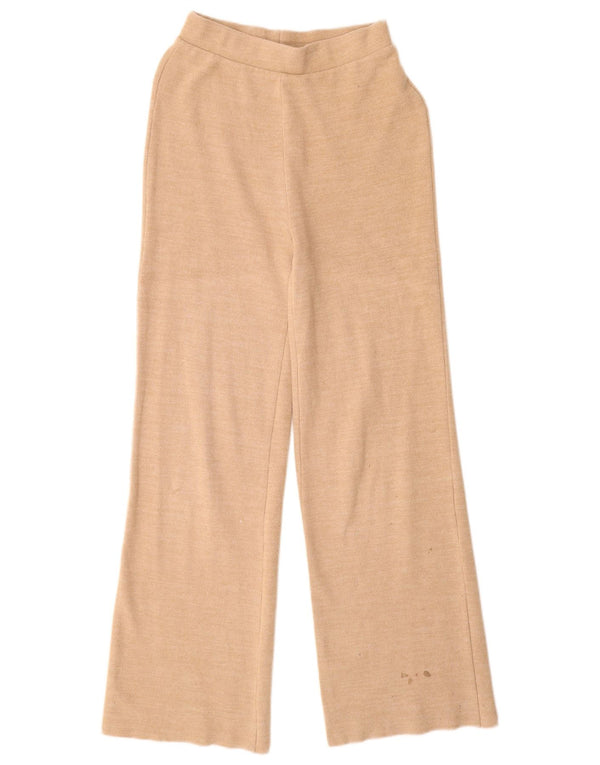 Zara Womens Knit Wide Leg Tracksuit Trousers UK 10 Small Beige