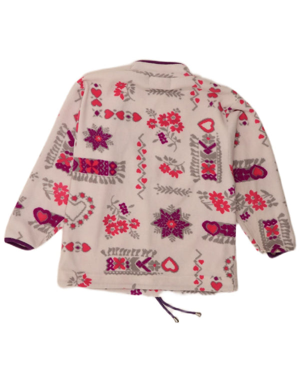 American Place Dame Oversized Fleece Jumper UK 6 XS White Fair Isle Heart