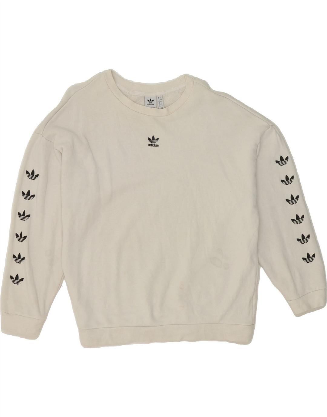 ADIDAS Womens Oversized Graphic Sweatshirt Jumper UK 16 Large White Vintage Adidas and Second-Hand Adidas from Messina Hembry 