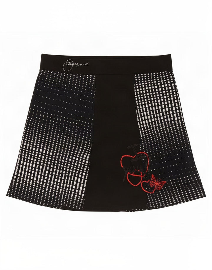 Desigual Dame Grafisk Mini Nederdel Medium W32 Sort Geometrisk Viscose