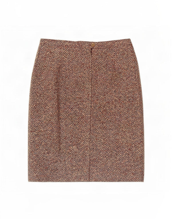 Vintage Womens Pencil Skirt Medium W30 Brown Herringbone