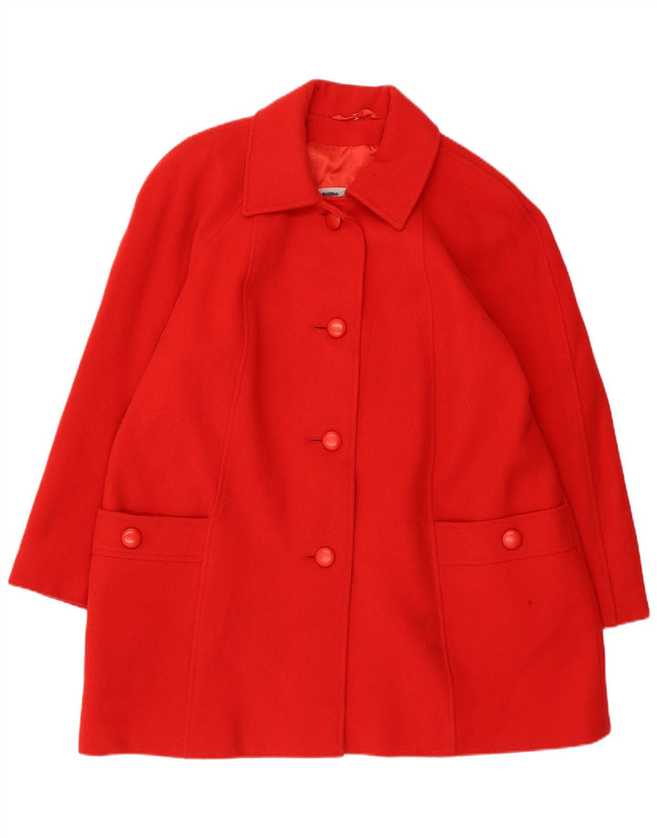 AQUASCUTUM Womens Oversized Overcoat UK 10 Small Red Wool