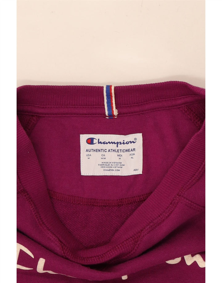 CHAMPION Womens Graphic Sweatshirt Jumper UK 14 Medium Purple Cotton Vintage Champion and Second-Hand Champion from Messina Hembry 