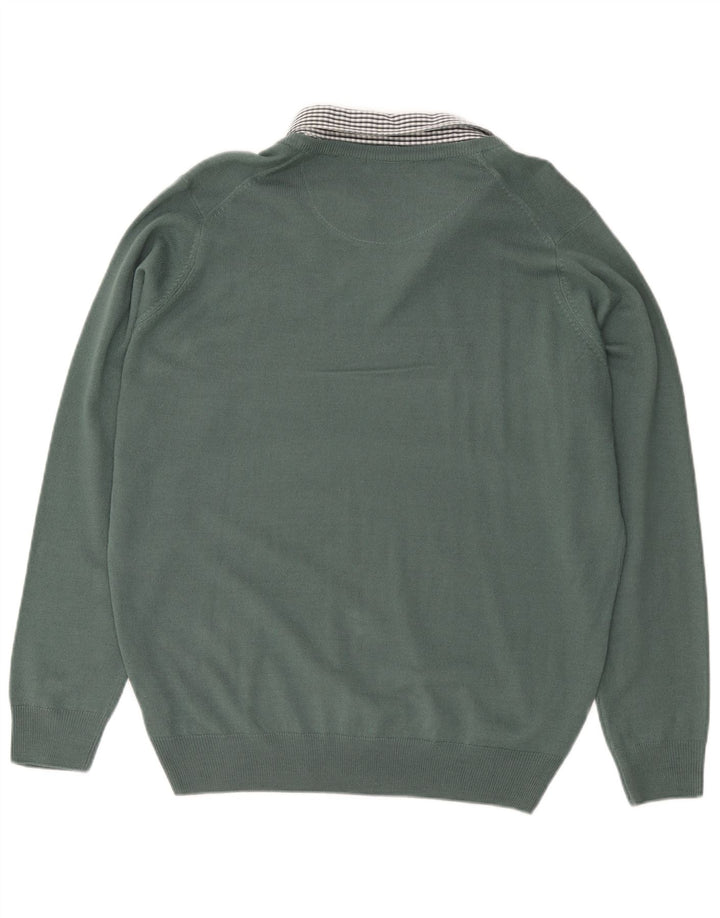 JAMES PRINGLE Herre V-hals sweater Stor grøn ternet akryl