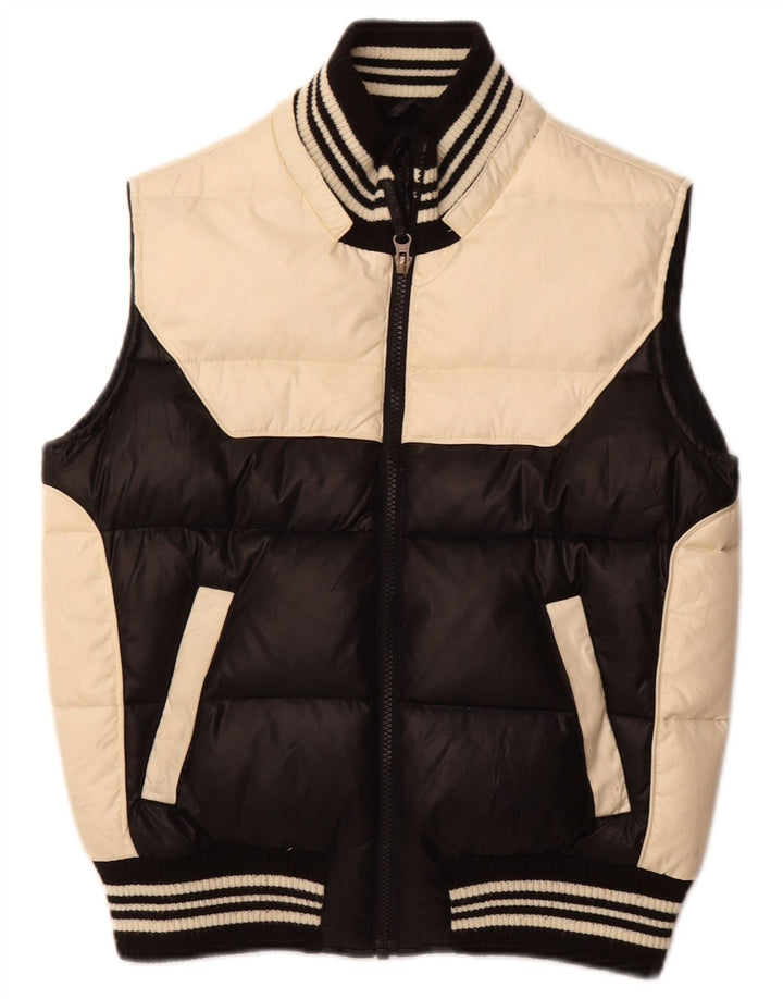 SISLEY Boys Padded Gilet 11-12 Years 2XL Black Colourblock Polyester