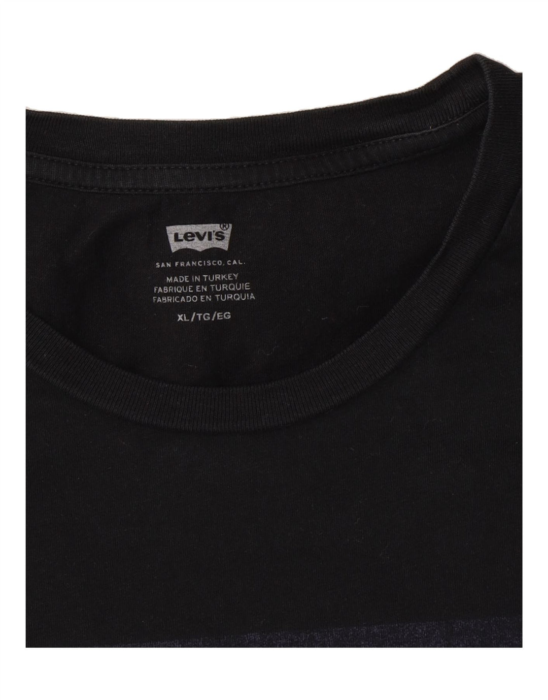 LEVI'S Mens Graphic T-Shirt Top XL Black Cotton Vintage Levi's and Second-Hand Levi's from Messina Hembry 