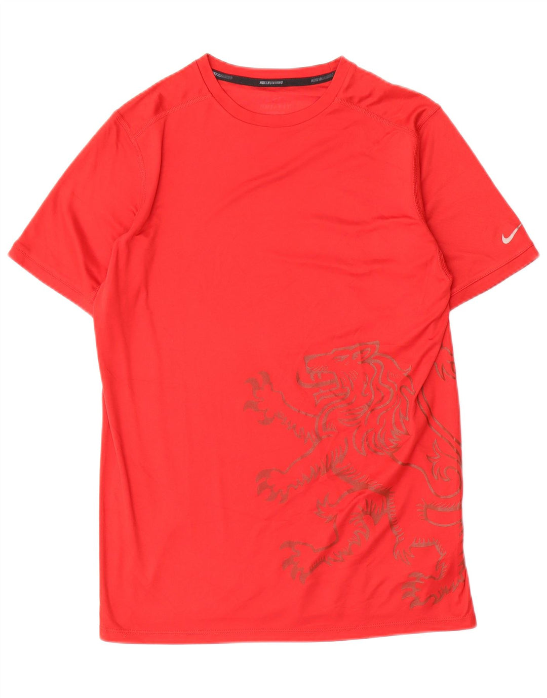 Nike Herre Dri Fit Grafisk T-Shirt Top Medium Rød Polyester