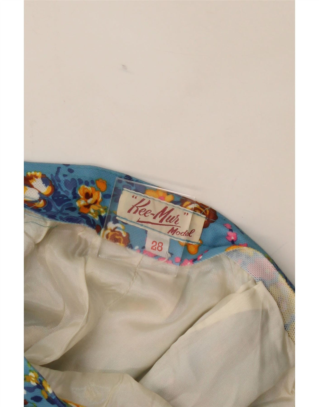 VINTAGE Womens Trumpet Skirt W28 Medium Blue Floral Vintage Vintage and Second-Hand Vintage from Messina Hembry 