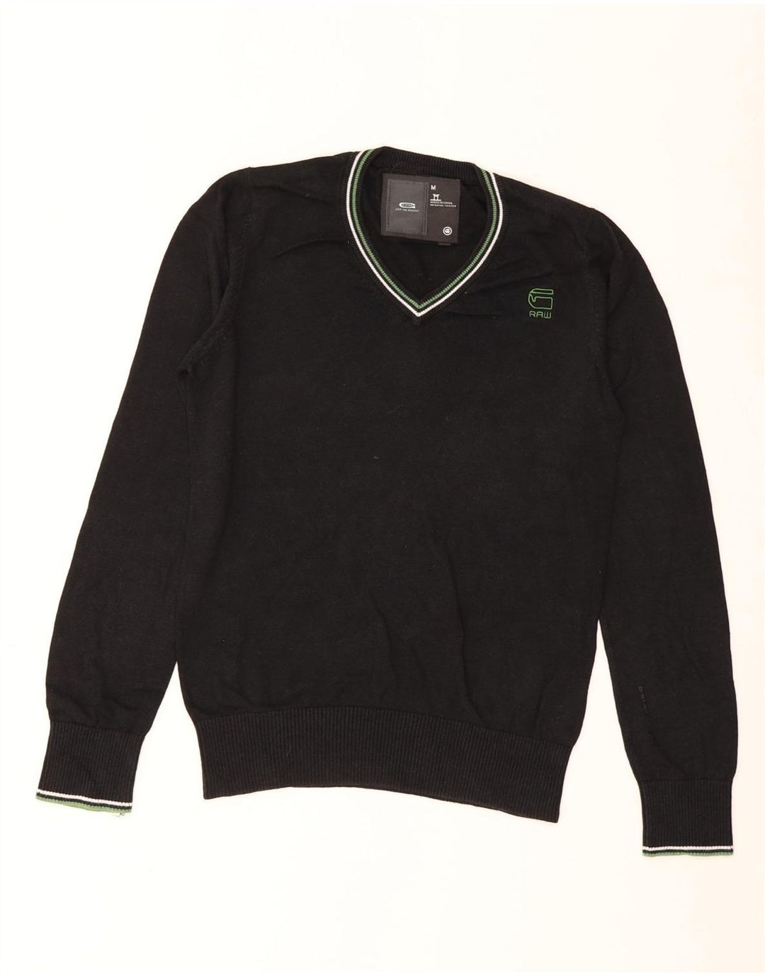 G-STAR Herre V-hals sweater Medium sort stribet bomuld