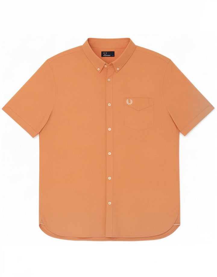 Fred Perry Kortærmet Herreskjorte Stor Orange Bomuld