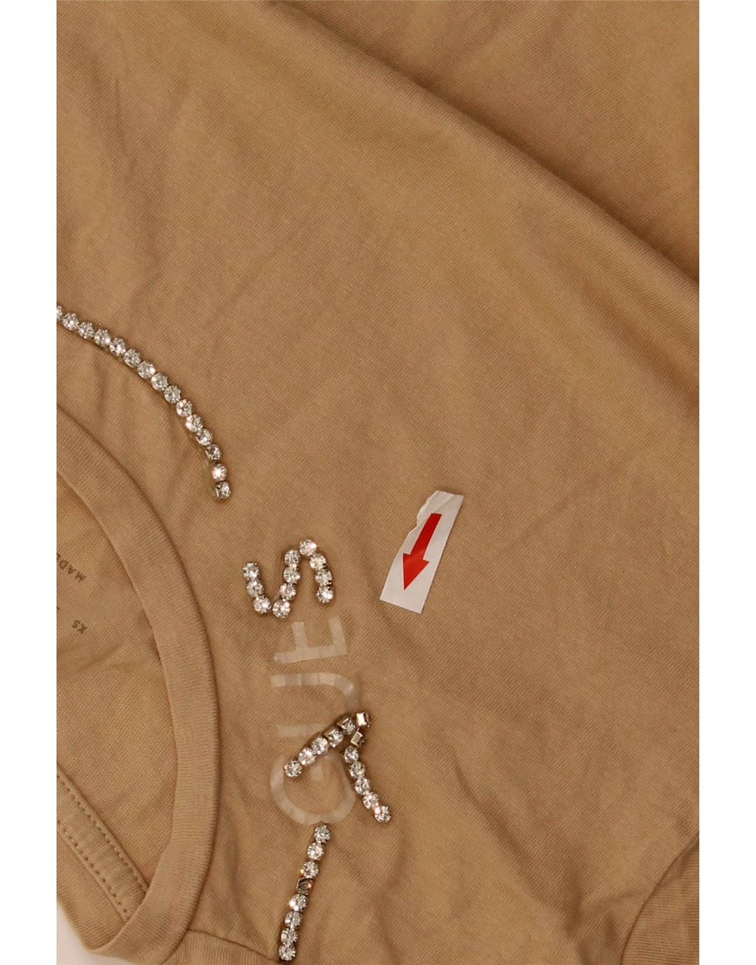 Guess Dame T-Shirt Top UK 12 Medium Beige Bomuld