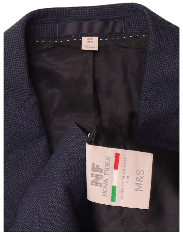 Marks & Spencer Herre 2-knaps blazerjakke UK 38 Medium Blue Houndstooth