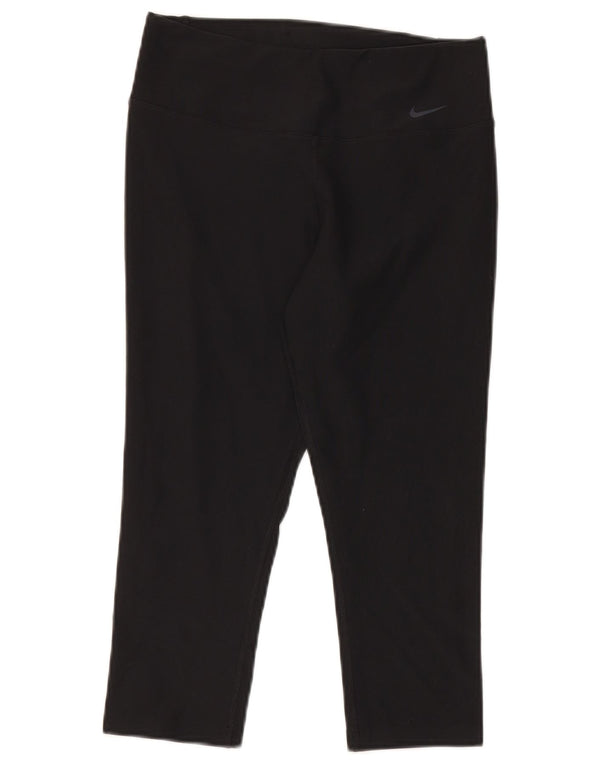 Nike Dame Dri Fit Capri Leggings UK 10 Small Black Polyester