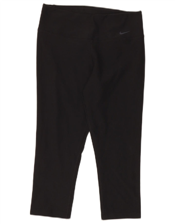 Nike Dame Dri Fit Capri Leggings UK 10 Small Black Polyester
