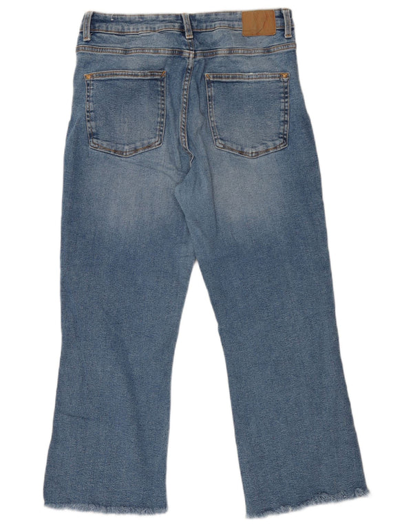ZARA Dame Crop Højtaljede Jeans EU 42 Large W32 L24 Blå Bomuld