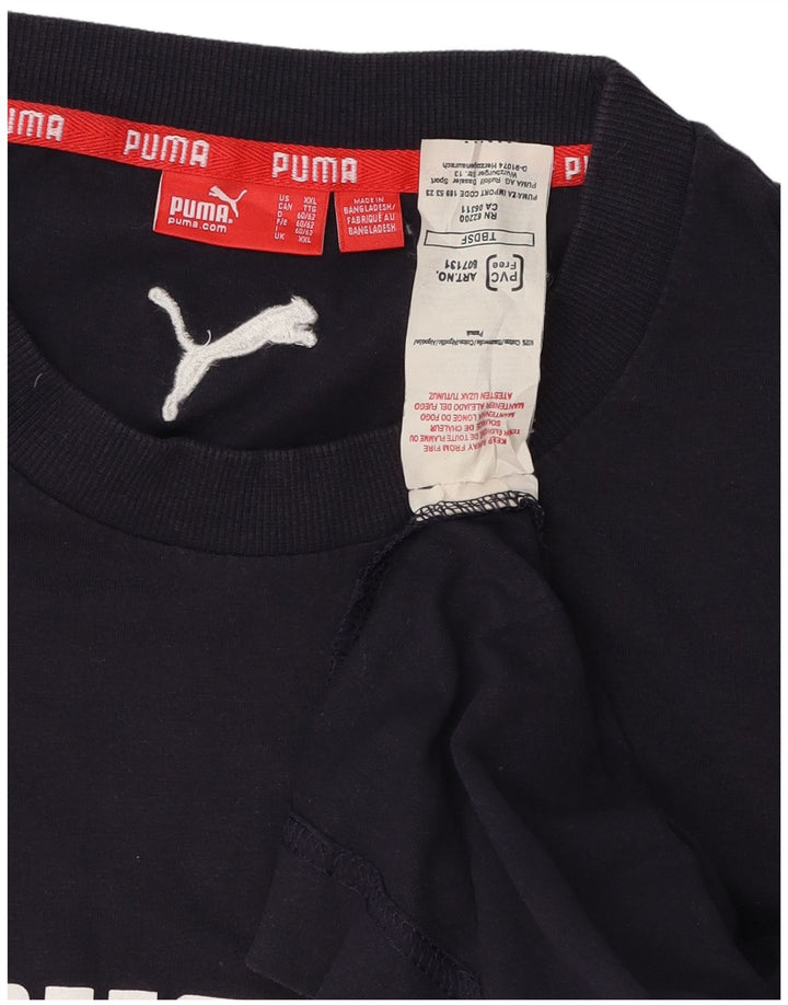 PUMA Mens Graphic T-Shirt Top 2XL Navy Blue Cotton