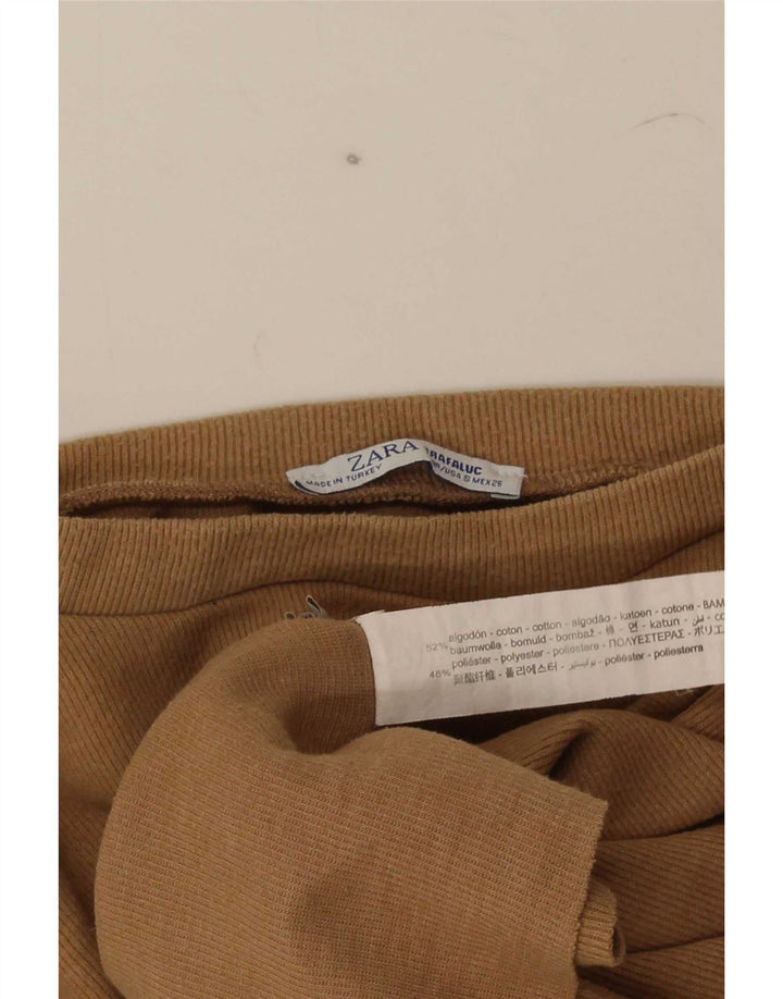 Zara Dame Trafaluc Oversized Crop Top Lille brun bomuld