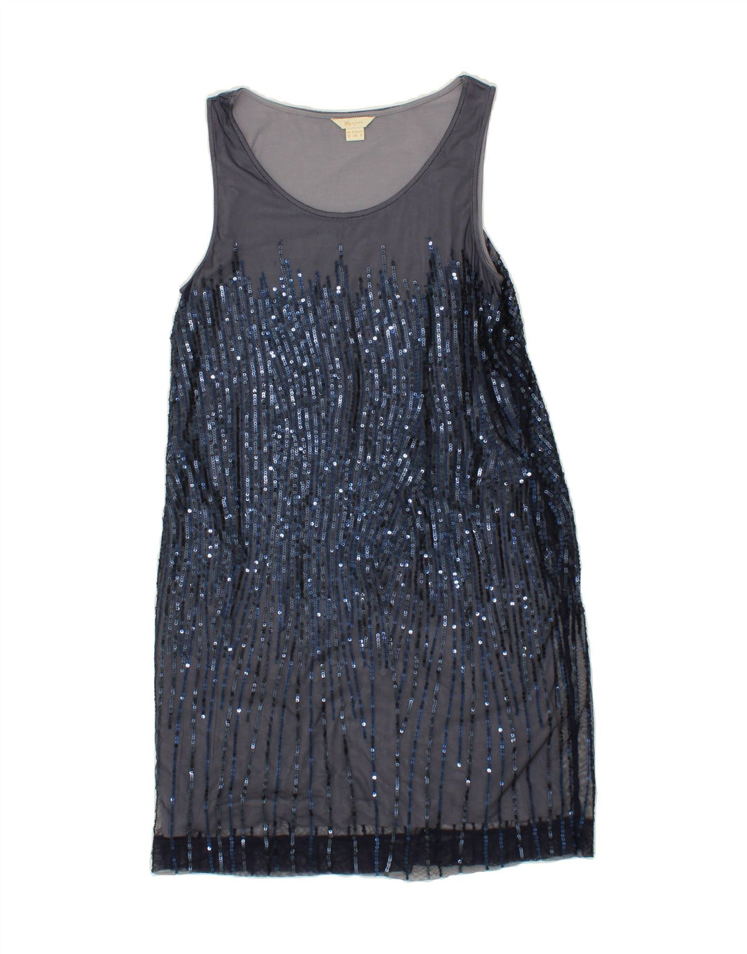 MONSOON Womens Sleeveless Sheath Dress UK 12 Medium  Navy Blue Nylon Vintage Monsoon and Second-Hand Monsoon from Messina Hembry 