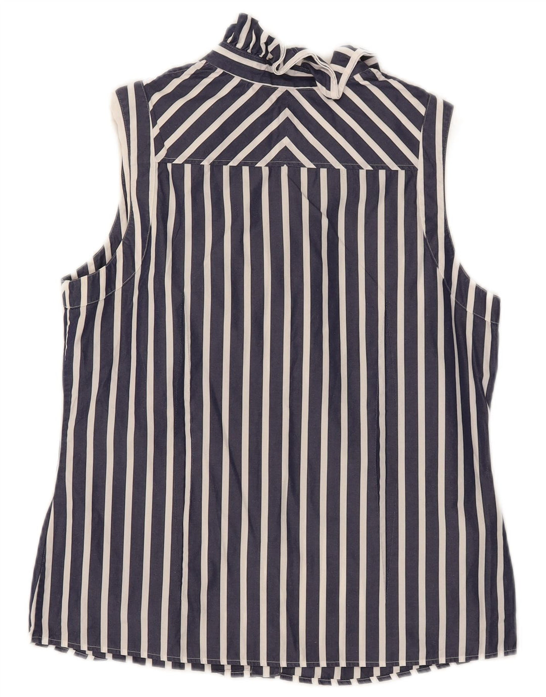 Van Laack Dame ærmeløs skjorte bluse UK 12 Mellem marineblå stribet