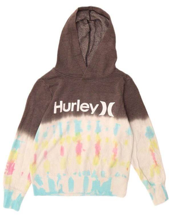Hurley Girls Graphic Graphic Hoodie Jumper 8-9 år Small Brown Tie Dye