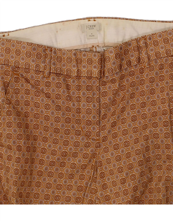 J. CREW Womens Abstract Pattern Chino Trousers US 4 Small W27 L26 Brown Vintage J. Crew and Second-Hand J. Crew from Messina Hembry 