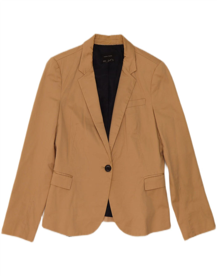 Zara Dame 1 Knap Blazer Jacket UK 16 Large Beige