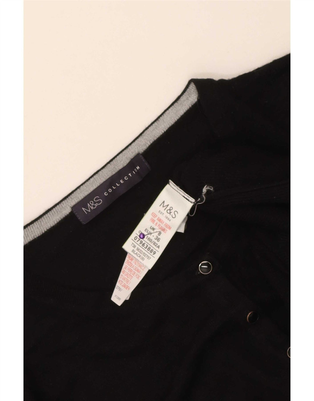 Zara Dame Cardigan Sweater UK 8 Small Black Viscose