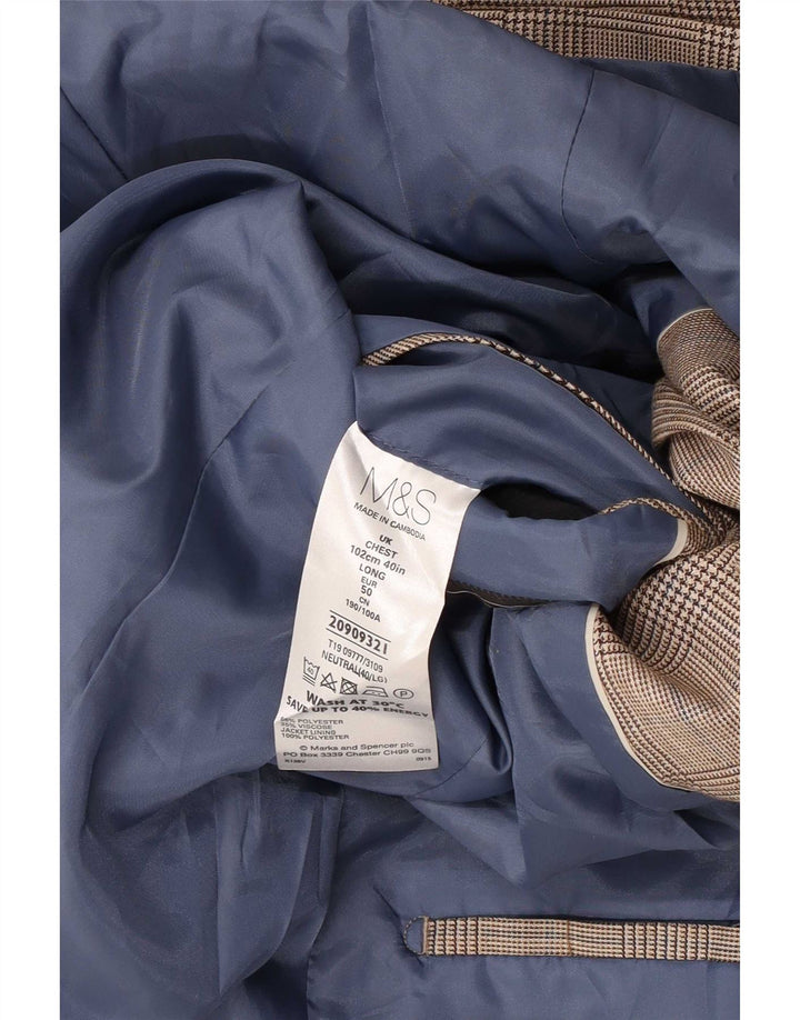 Marks & Spencer Herre 2-knaps blazerjakke UK 40 Medium Beige Check