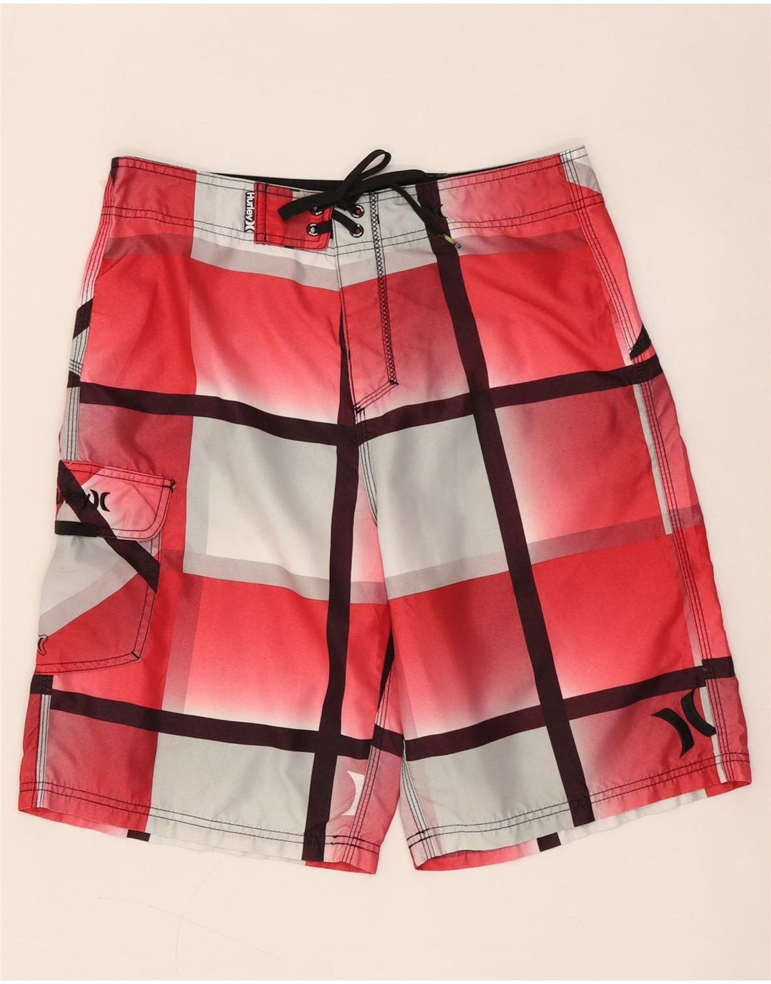 HURLEY Badeshorts til mænd Medium rød ternet polyester